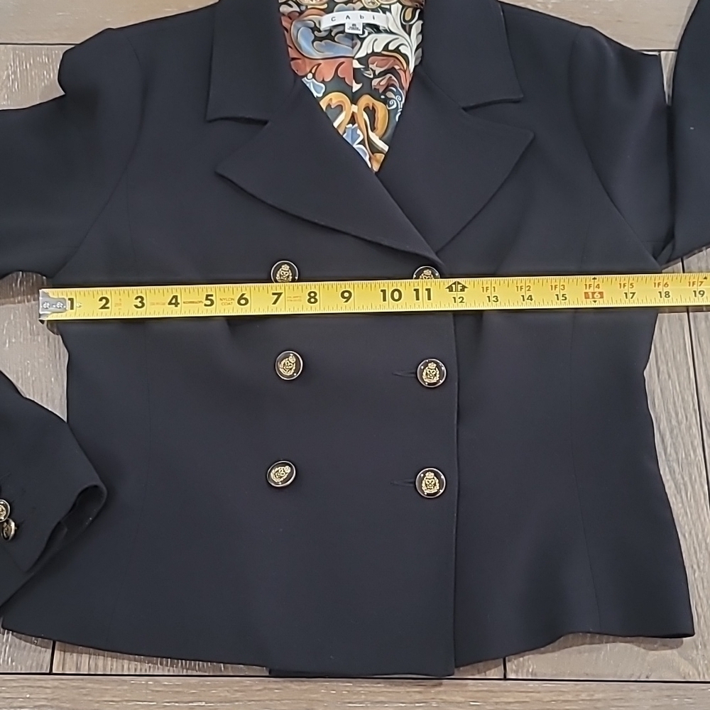 CAbi Black Double Breasted Lined Blazer Style#690 Size 6 - Picture 9 of 14